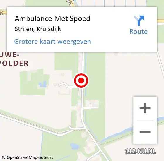 Locatie op kaart van de 112 melding: Ambulance Met Spoed Naar Strijen, Kruisdijk op 12 februari 2019 18:08