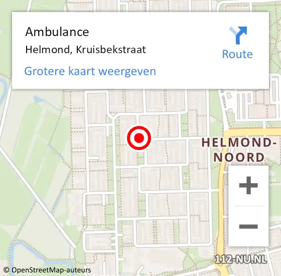 Locatie op kaart van de 112 melding: Ambulance Helmond, Kruisbekstraat op 12 februari 2019 18:28