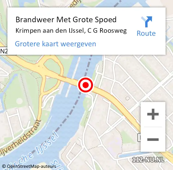 Locatie op kaart van de 112 melding: Brandweer Met Grote Spoed Naar Krimpen aan den IJssel, C G Roosweg op 12 februari 2019 20:07