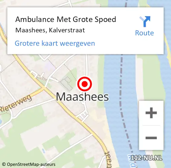 Locatie op kaart van de 112 melding: Ambulance Met Grote Spoed Naar Maashees, Kalverstraat op 12 februari 2019 20:25