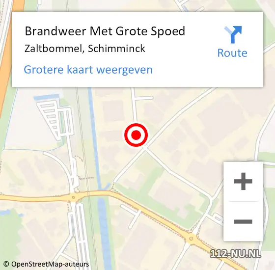 Locatie op kaart van de 112 melding: Brandweer Met Grote Spoed Naar Zaltbommel, Schimminck op 12 februari 2019 23:05