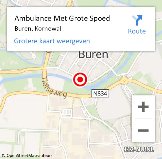 Locatie op kaart van de 112 melding: Ambulance Met Grote Spoed Naar Buren, Kornewal op 12 februari 2019 23:47