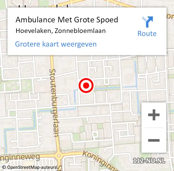 Locatie op kaart van de 112 melding: Ambulance Met Grote Spoed Naar Hoevelaken, Zonnebloemlaan op 23 maart 2014 13:28