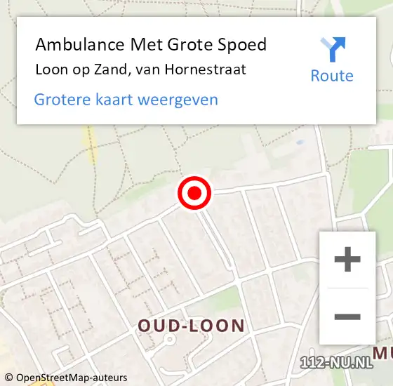 Locatie op kaart van de 112 melding: Ambulance Met Grote Spoed Naar Loon op Zand, van Hornestraat op 13 februari 2019 02:34