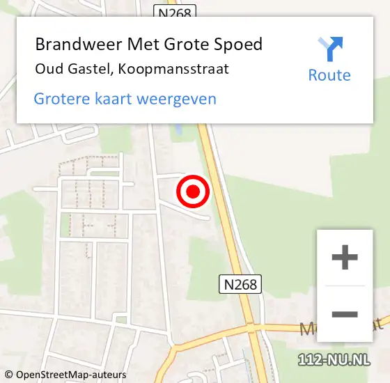 Locatie op kaart van de 112 melding: Brandweer Met Grote Spoed Naar Oud Gastel, Koopmansstraat op 13 februari 2019 03:03