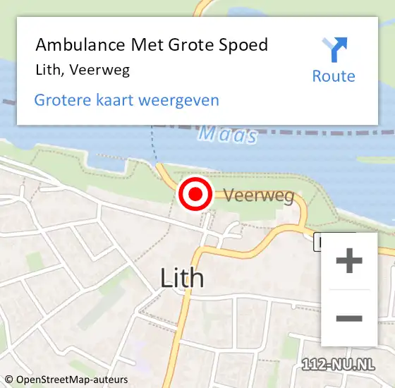 Locatie op kaart van de 112 melding: Ambulance Met Grote Spoed Naar Lith, Veerweg op 13 februari 2019 06:16