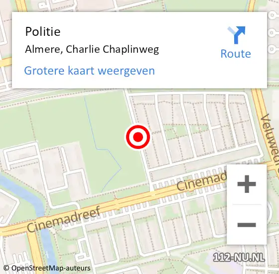 Locatie op kaart van de 112 melding: Politie Almere, Charlie Chaplinweg op 13 februari 2019 07:30