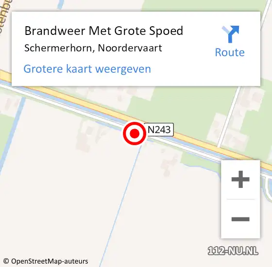 Locatie op kaart van de 112 melding: Brandweer Met Grote Spoed Naar Schermerhorn, Noordervaart op 13 februari 2019 07:33