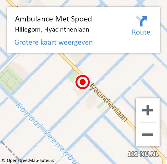 Locatie op kaart van de 112 melding: Ambulance Met Spoed Naar Hillegom, Hyacinthenlaan op 13 februari 2019 09:08