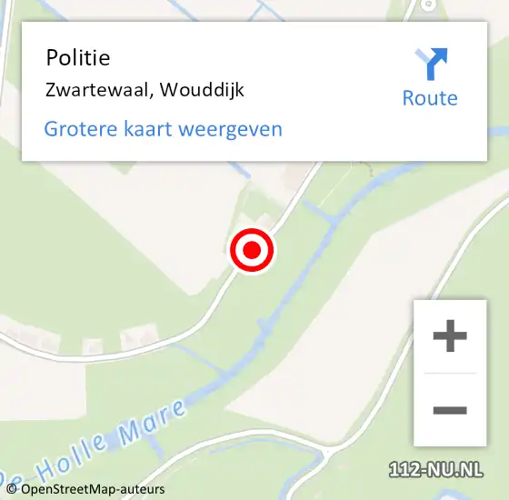 Locatie op kaart van de 112 melding: Politie Zwartewaal, Wouddijk op 13 februari 2019 09:21