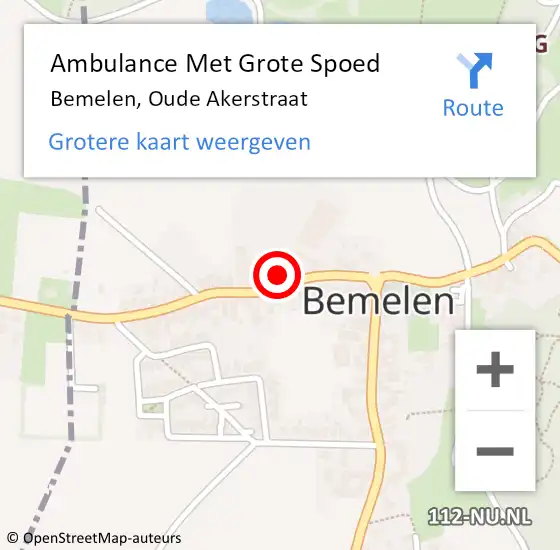 Locatie op kaart van de 112 melding: Ambulance Met Grote Spoed Naar Bemelen, Oude Akerstraat op 23 maart 2014 13:53