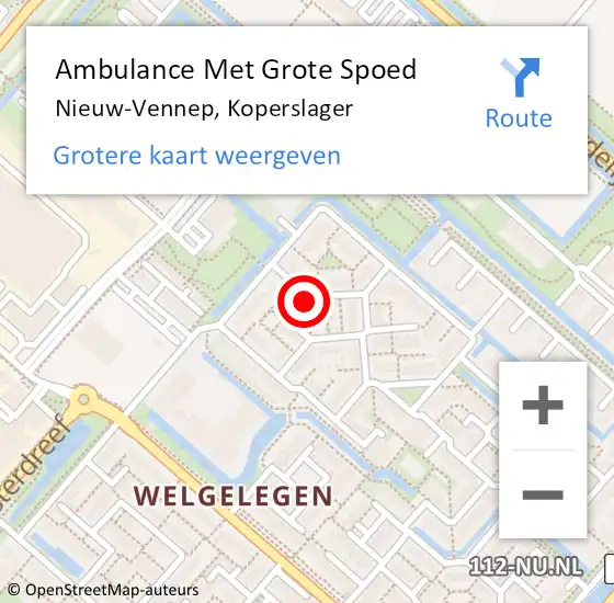 Locatie op kaart van de 112 melding: Ambulance Met Grote Spoed Naar Nieuw-Vennep, Koperslager op 13 februari 2019 10:14