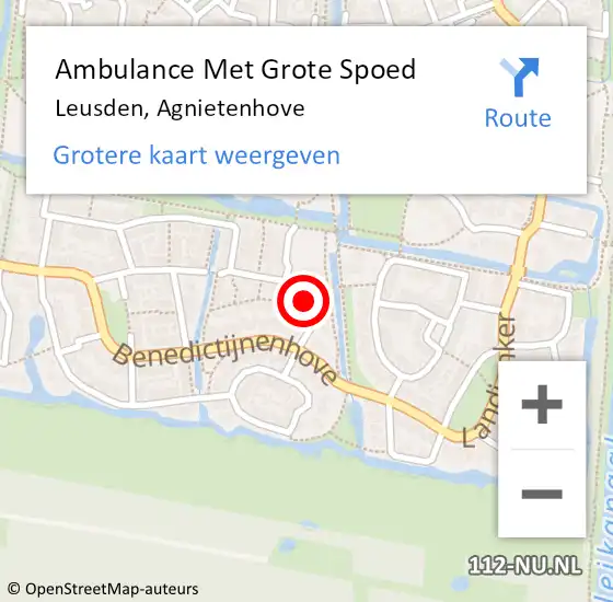 Locatie op kaart van de 112 melding: Ambulance Met Grote Spoed Naar Leusden, Agnietenhove op 23 maart 2014 14:10