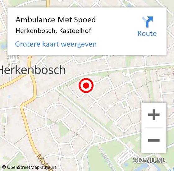 Locatie op kaart van de 112 melding: Ambulance Met Spoed Naar Herkenbosch, Kasteelhof op 13 februari 2019 11:52