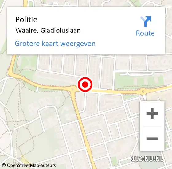Locatie op kaart van de 112 melding: Politie Waalre, Gladioluslaan op 13 februari 2019 12:16