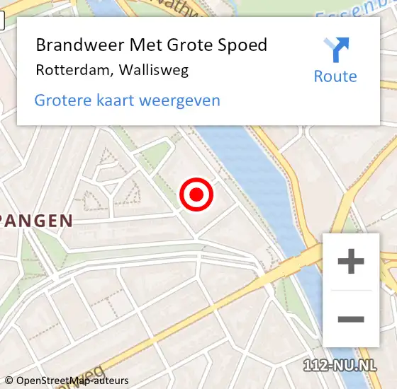 Locatie op kaart van de 112 melding: Brandweer Met Grote Spoed Naar Rotterdam, Wallisweg op 13 februari 2019 12:44