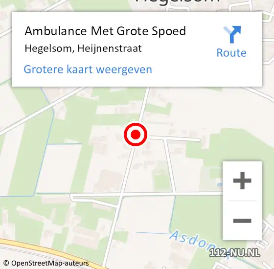 Locatie op kaart van de 112 melding: Ambulance Met Grote Spoed Naar Hegelsom, Heijnenstraat op 13 februari 2019 12:44