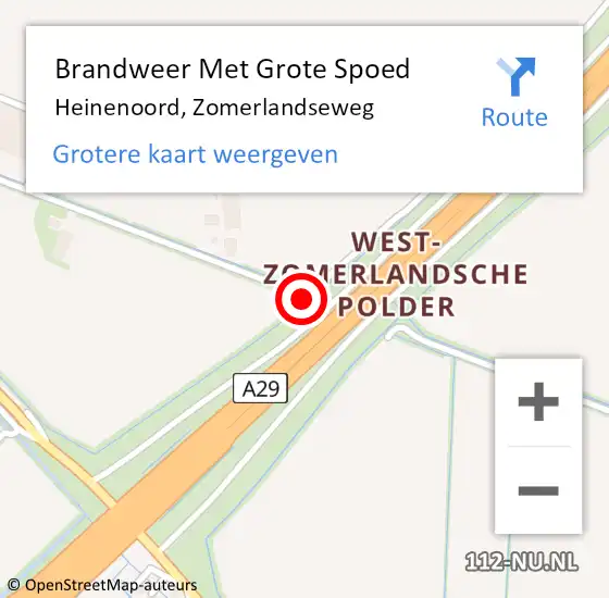 Locatie op kaart van de 112 melding: Brandweer Met Grote Spoed Naar Heinenoord, Zomerlandseweg op 13 februari 2019 12:52