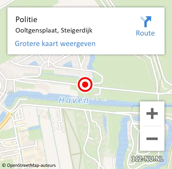 Locatie op kaart van de 112 melding: Politie Ooltgensplaat, Steigerdijk op 13 februari 2019 13:41