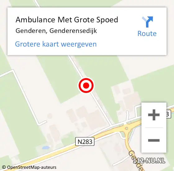 Locatie op kaart van de 112 melding: Ambulance Met Grote Spoed Naar Genderen, Genderensedijk op 13 februari 2019 14:17