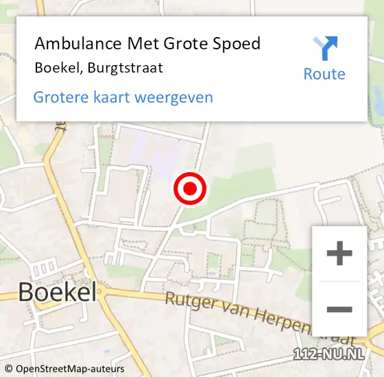 Locatie op kaart van de 112 melding: Ambulance Met Grote Spoed Naar Boekel, Burgtstraat op 13 februari 2019 14:28