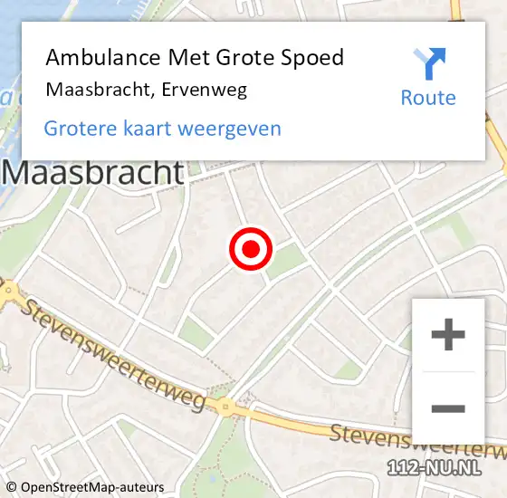 Locatie op kaart van de 112 melding: Ambulance Met Grote Spoed Naar Maasbracht, Ervenweg op 13 februari 2019 14:51