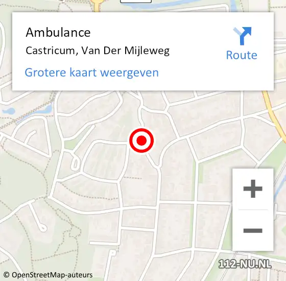 Locatie op kaart van de 112 melding: Ambulance Castricum, Van Der Mijleweg op 13 februari 2019 14:51