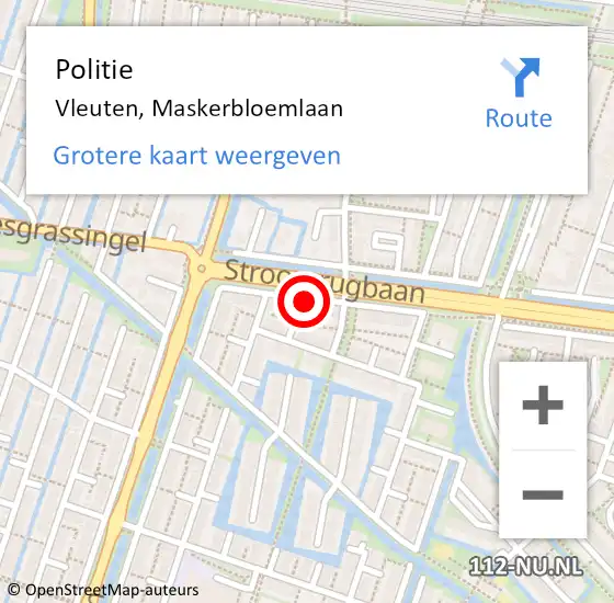 Locatie op kaart van de 112 melding: Politie Vleuten, Maskerbloemlaan op 13 februari 2019 16:28