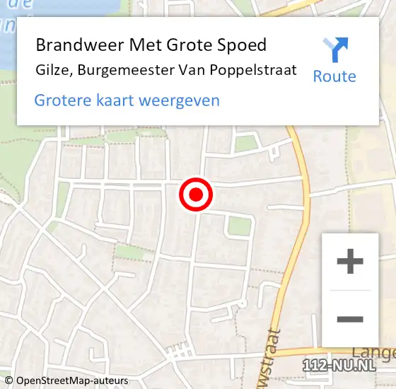 Locatie op kaart van de 112 melding: Brandweer Met Grote Spoed Naar Gilze, Burgemeester Van Poppelstraat op 13 februari 2019 16:45