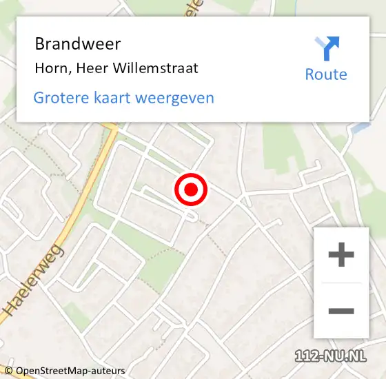 Locatie op kaart van de 112 melding: Brandweer Horn, Heer Willemstraat op 23 maart 2014 14:48