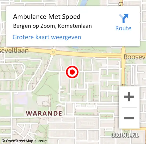 Locatie op kaart van de 112 melding: Ambulance Met Spoed Naar Bergen op Zoom, Kometenlaan op 13 februari 2019 17:00