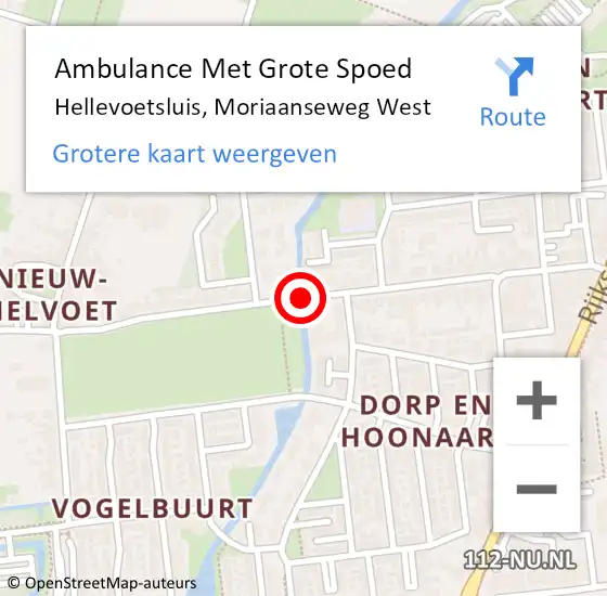 Locatie op kaart van de 112 melding: Ambulance Met Grote Spoed Naar Hellevoetsluis, Moriaanseweg West op 13 februari 2019 17:06
