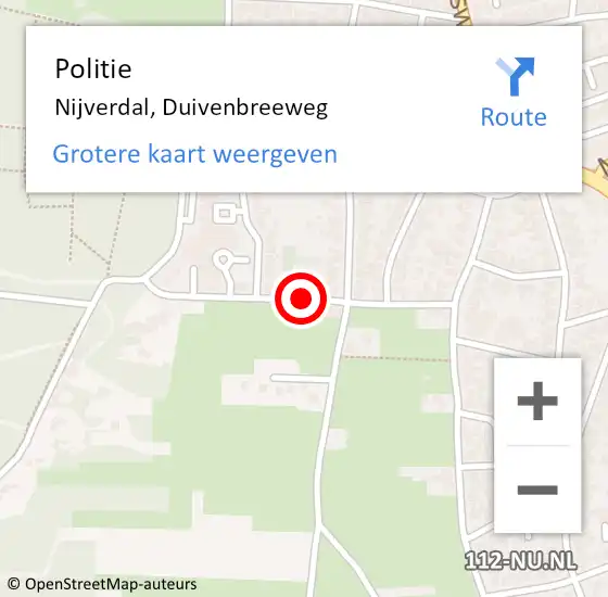 Locatie op kaart van de 112 melding: Politie Nijverdal, Duivenbreeweg op 13 februari 2019 17:39
