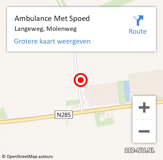 Locatie op kaart van de 112 melding: Ambulance Met Spoed Naar Langeweg, Molenweg op 23 maart 2014 14:58