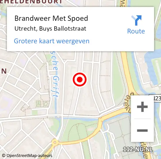 Locatie op kaart van de 112 melding: Brandweer Met Spoed Naar Utrecht, Buys Ballotstraat op 13 februari 2019 18:34