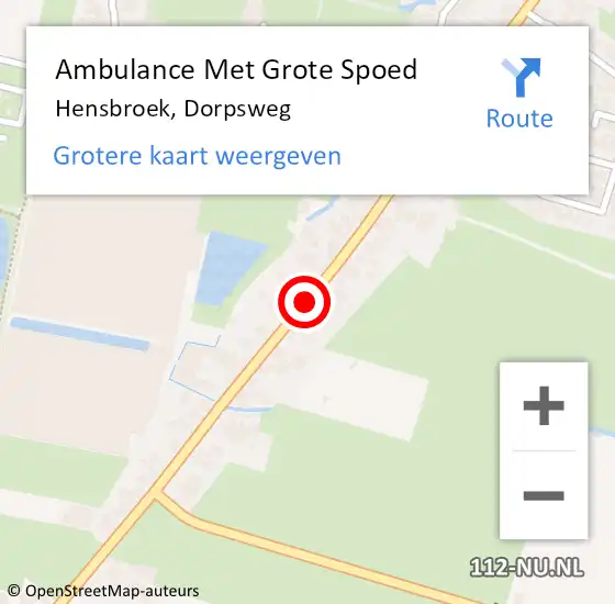 Locatie op kaart van de 112 melding: Ambulance Met Grote Spoed Naar Hensbroek, Dorpsweg op 13 februari 2019 18:51