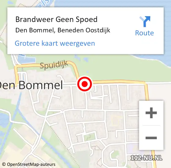 Locatie op kaart van de 112 melding: Brandweer Geen Spoed Naar Den Bommel, Beneden Oostdijk op 13 februari 2019 19:24