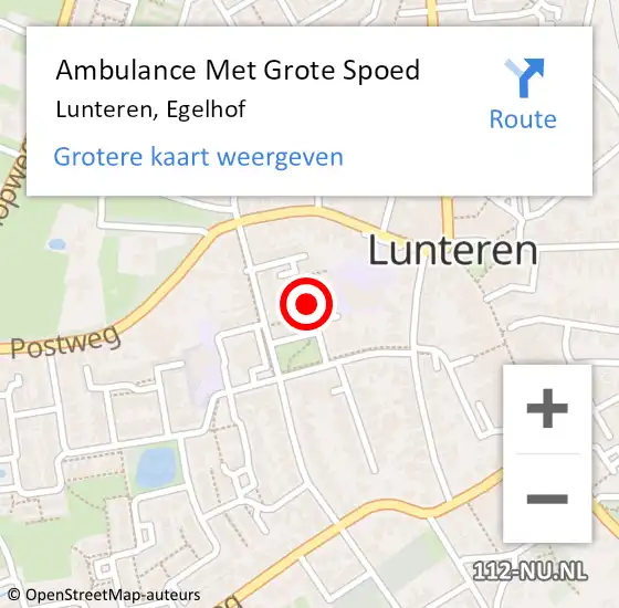 Locatie op kaart van de 112 melding: Ambulance Met Grote Spoed Naar Lunteren, Egelhof op 13 februari 2019 19:58