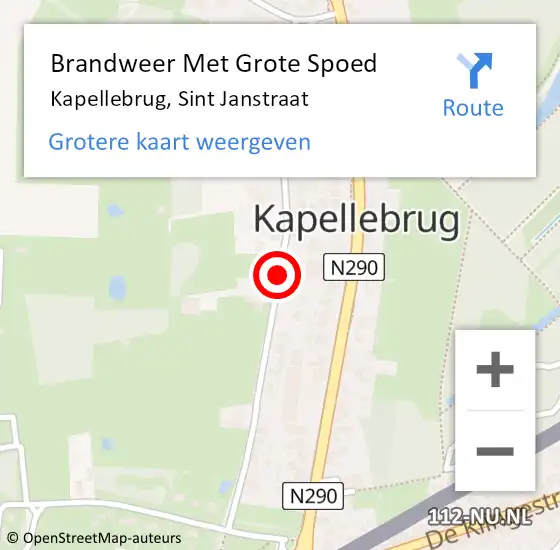 Locatie op kaart van de 112 melding: Brandweer Met Grote Spoed Naar Kapellebrug, Sint Janstraat op 13 februari 2019 20:03
