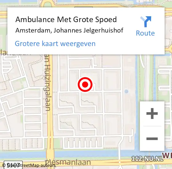 Locatie op kaart van de 112 melding: Ambulance Met Grote Spoed Naar Amsterdam, Johannes Jelgerhuishof op 13 februari 2019 20:13