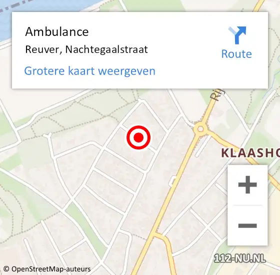 Locatie op kaart van de 112 melding: Ambulance Reuver, Nachtegaalstraat op 13 februari 2019 20:37