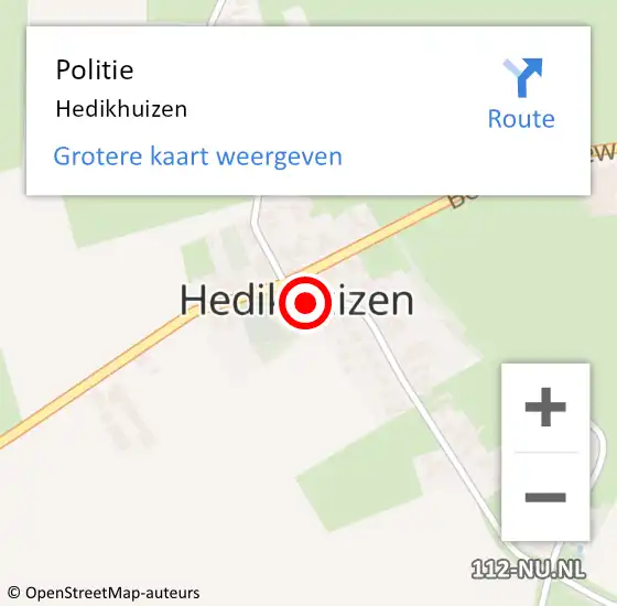 Locatie op kaart van de 112 melding: Politie Hedikhuizen op 13 februari 2019 20:43