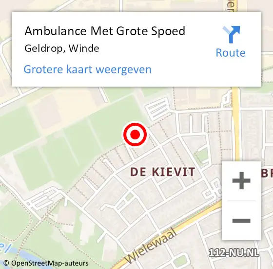 Locatie op kaart van de 112 melding: Ambulance Met Grote Spoed Naar Geldrop, Winde op 13 februari 2019 20:53