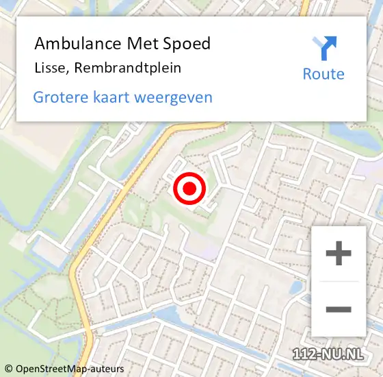 Locatie op kaart van de 112 melding: Ambulance Met Spoed Naar Lisse, Rembrandtplein op 13 februari 2019 21:08