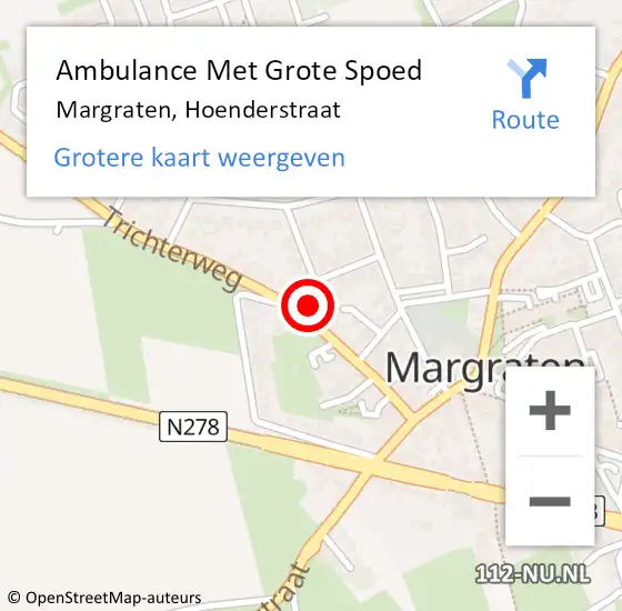 Locatie op kaart van de 112 melding: Ambulance Met Grote Spoed Naar Margraten, Hoenderstraat op 23 maart 2014 15:09