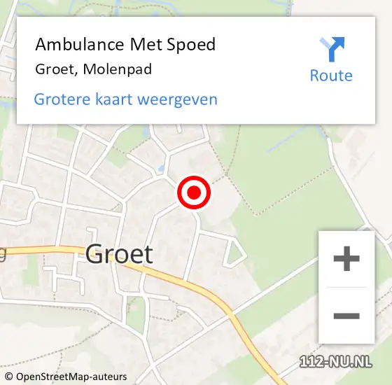 Locatie op kaart van de 112 melding: Ambulance Met Spoed Naar Groet, Molenpad op 13 februari 2019 21:31