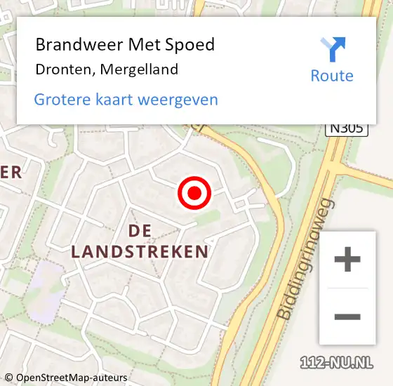 Locatie op kaart van de 112 melding: Brandweer Met Spoed Naar Dronten, Mergelland op 13 februari 2019 21:48