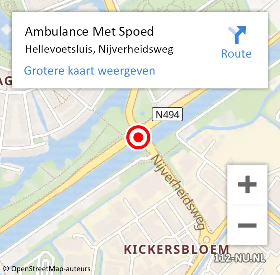 Locatie op kaart van de 112 melding: Ambulance Met Spoed Naar Hellevoetsluis, Nijverheidsweg op 13 februari 2019 21:54