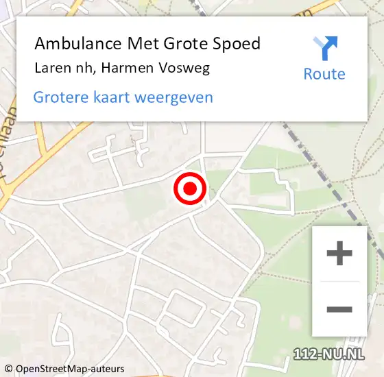 Locatie op kaart van de 112 melding: Ambulance Met Grote Spoed Naar Laren nh, Harmen Vosweg op 23 maart 2014 15:13