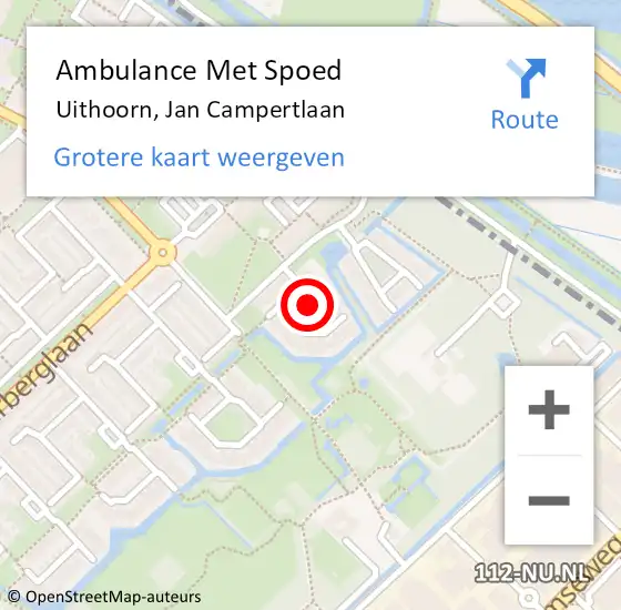 Locatie op kaart van de 112 melding: Ambulance Met Spoed Naar Uithoorn, Jan Campertlaan op 13 februari 2019 22:36